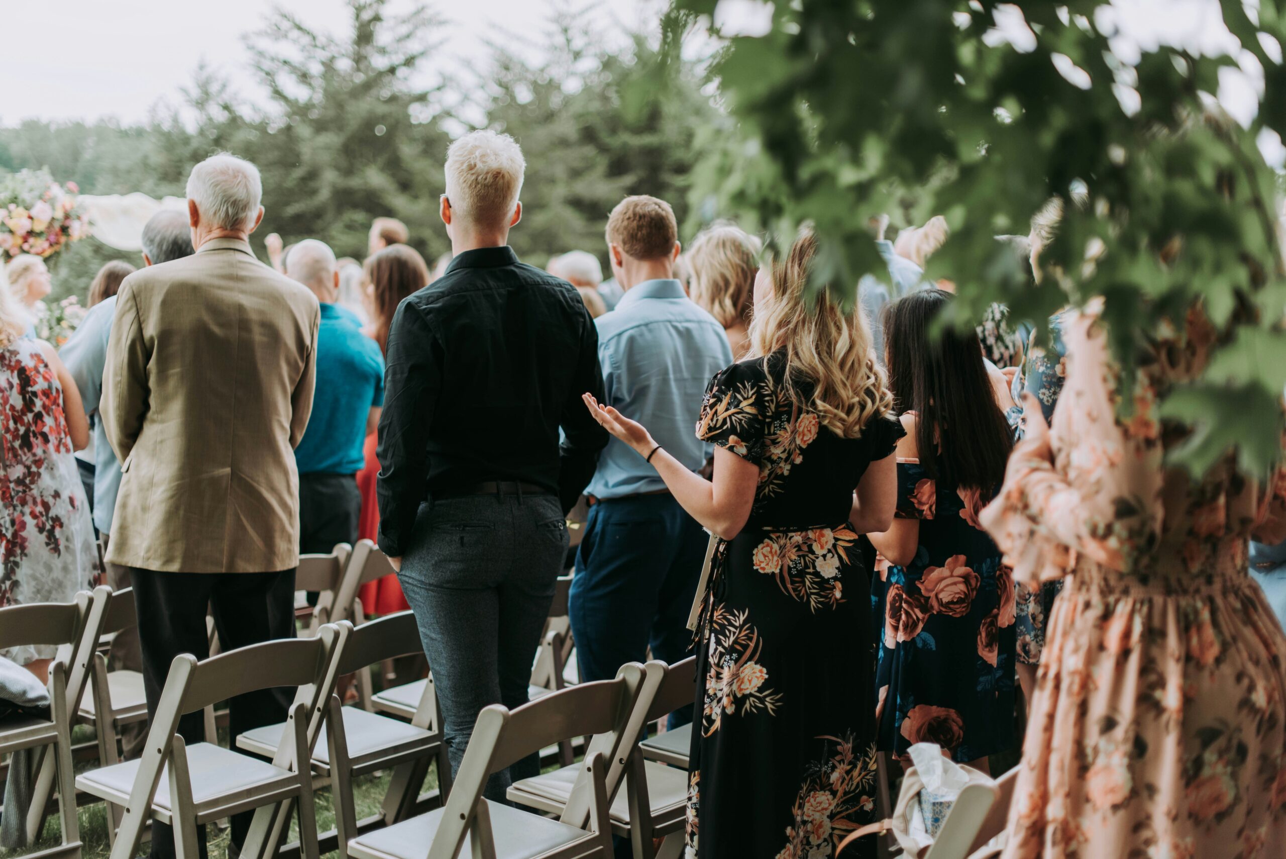 Small wedding ceremony with guests celebrating